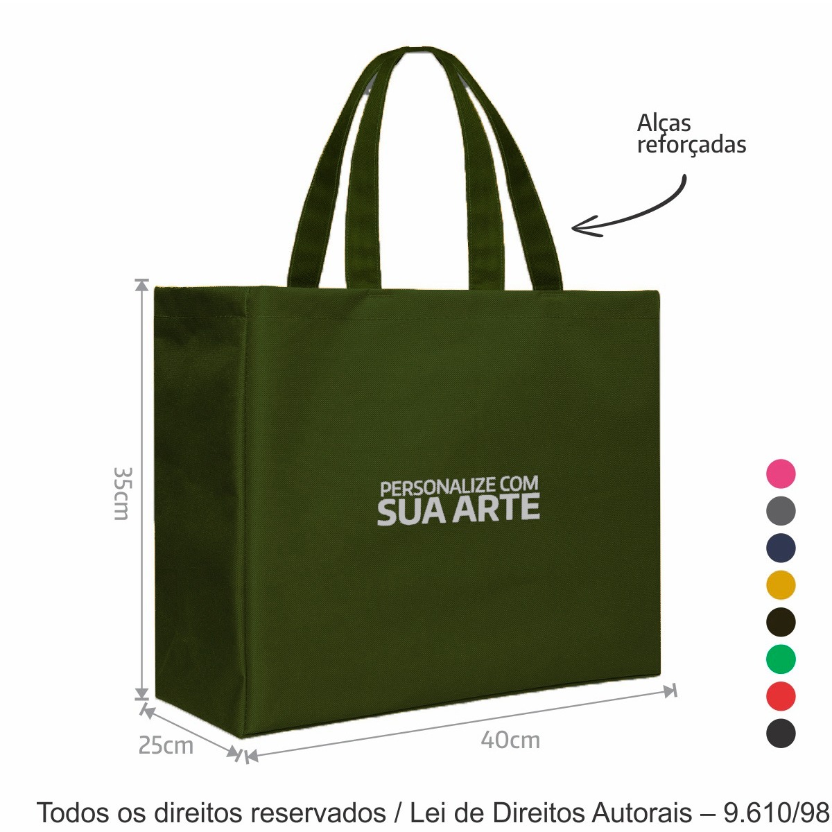 321LC SACOLA DE LONA COLORIDA 240G 40X35X25CM VERDE MILITAR