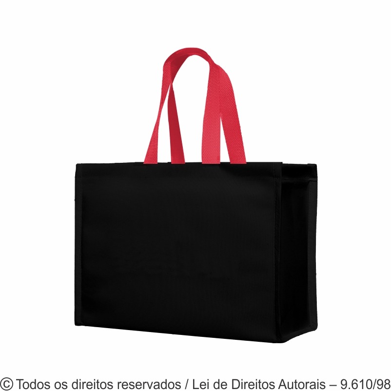 SM154 SACOLA DE NYLON 600G 40X32X20CM PRETO COM VERMELHO