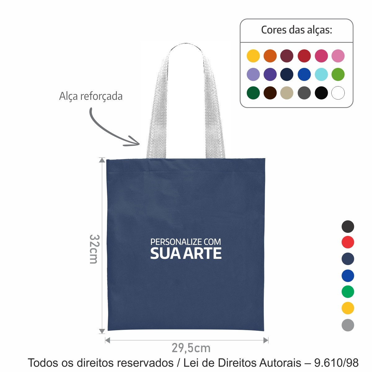 172T2 SACOLA DE TNT 60G 29,5X32CM AZUL MARINHO COM BRANCO