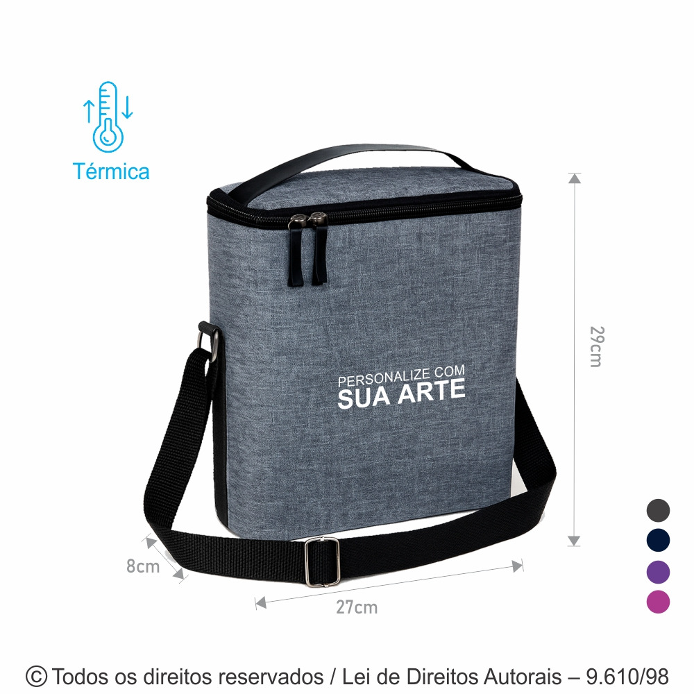 416M PORTA VINHO TERMICO 3 GARRAFAS TECIDO MESCLA 25X29X8CM CINZA ESCURO COM PRETO