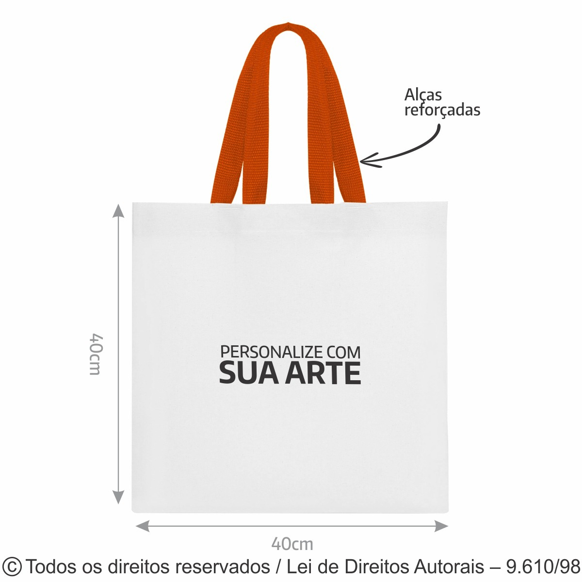 SM572 SACOLA DE BRIM 40X40CM CRU COM LARANJA