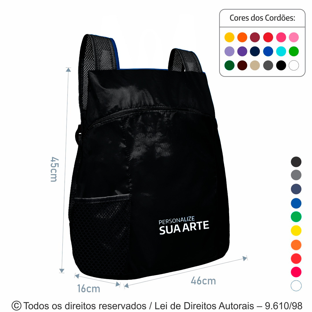 M17 MOCHILA DE NYLON 70 RESINADO 45X42x16CM PRETO