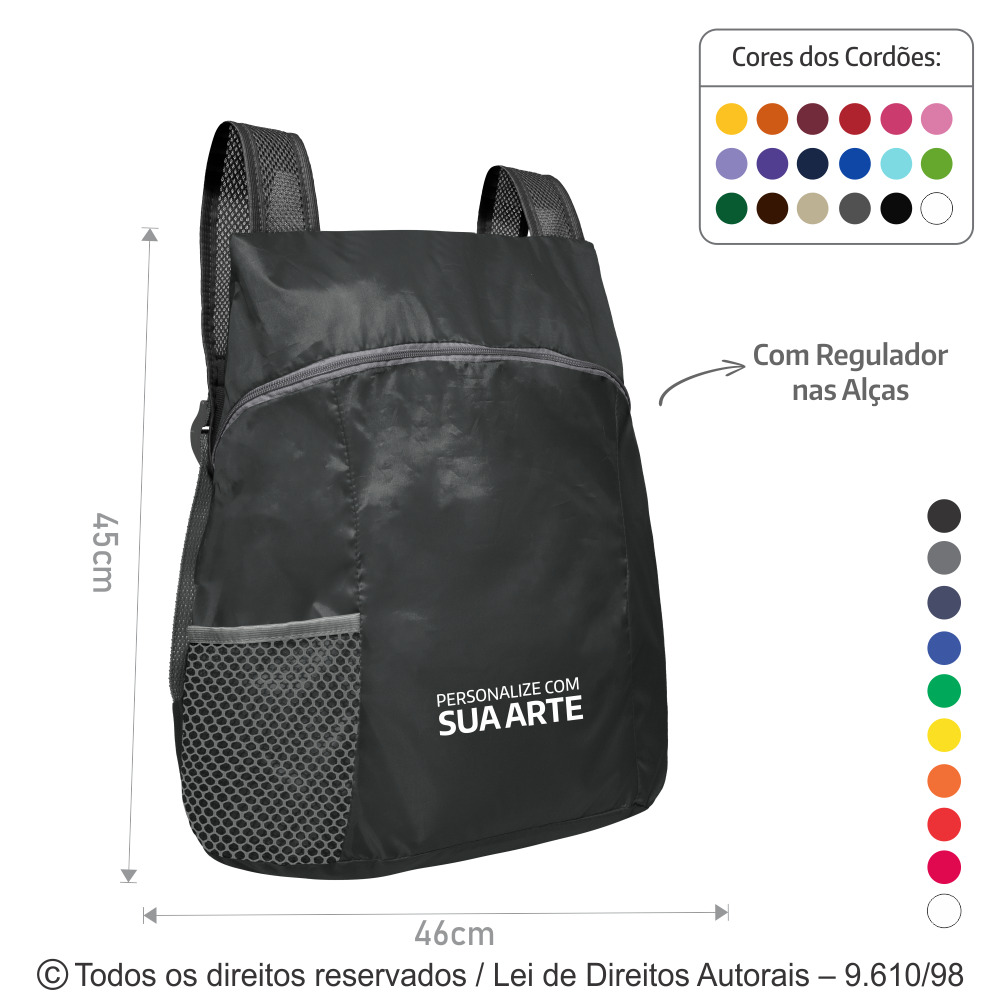M17 MOCHILA DE NYLON 70 RESINADO 45X42x16CM CINZA ESCURO COM CINZA CLARO