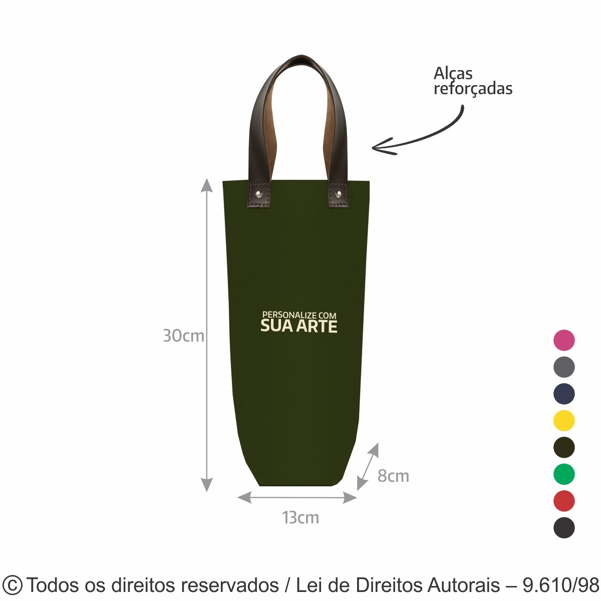 403LC PORTA VINHO DE LONA COLORIDA 240G 13X30X8CM VERDE MUSGO