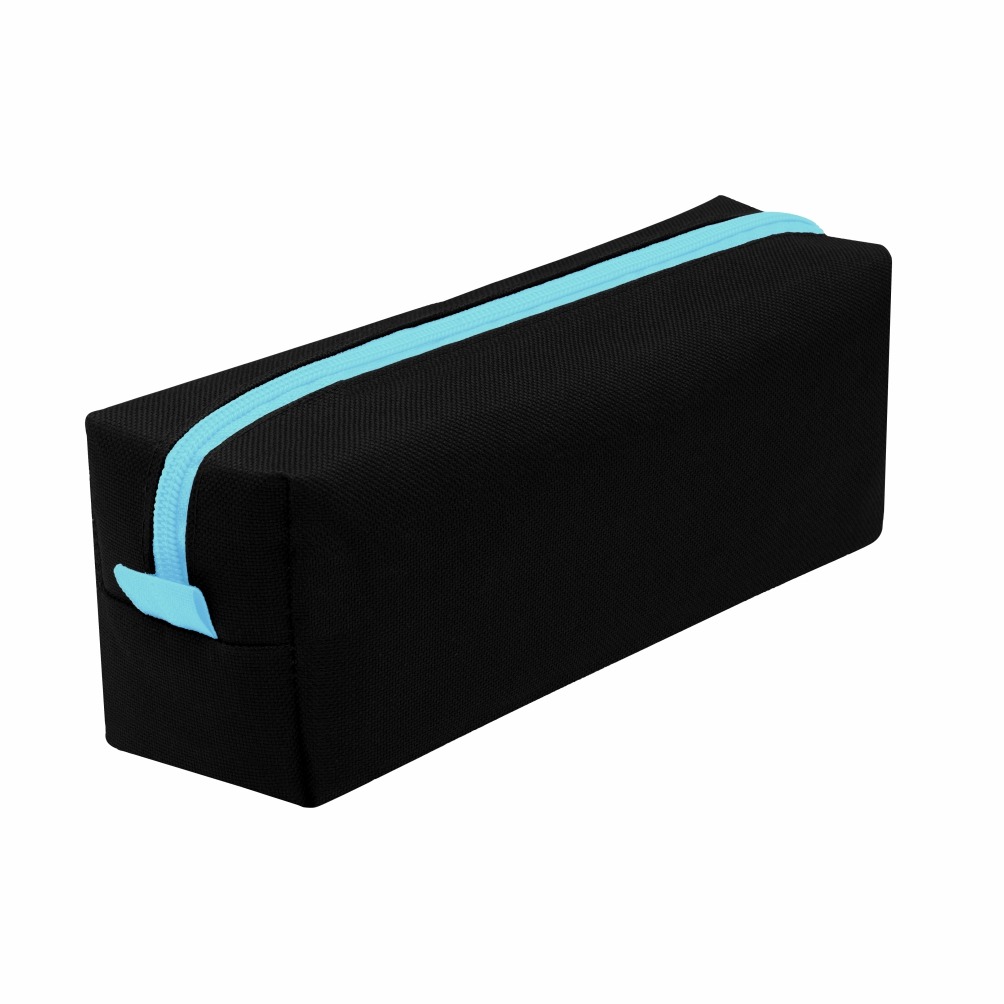 E1 ESTOJO EM NYLON 21X8X6CM PRETO COM AZUL BEBE