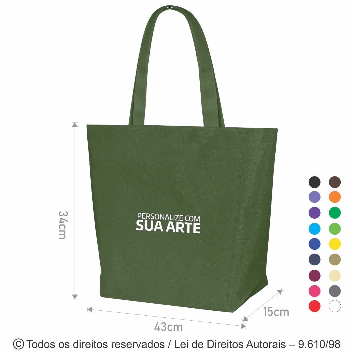 86N SACOLA DE NYLON 600G 43X34X15CM VERDE MILITAR