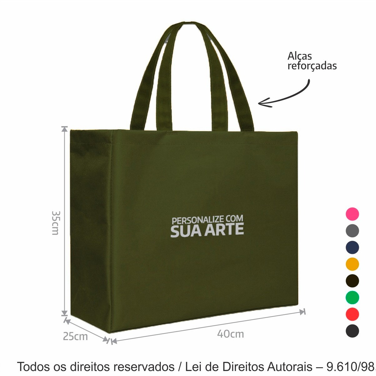 321LC SACOLA DE LONA COLORIDA 240G 40X35X25CM VERDE OLIVA