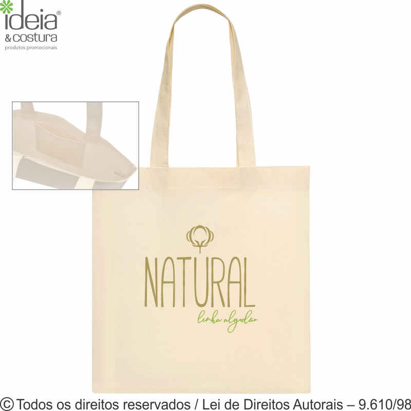 5AB SACOLA C/BOLSO DE ALGODAO 160G 40X40CM NATURAL