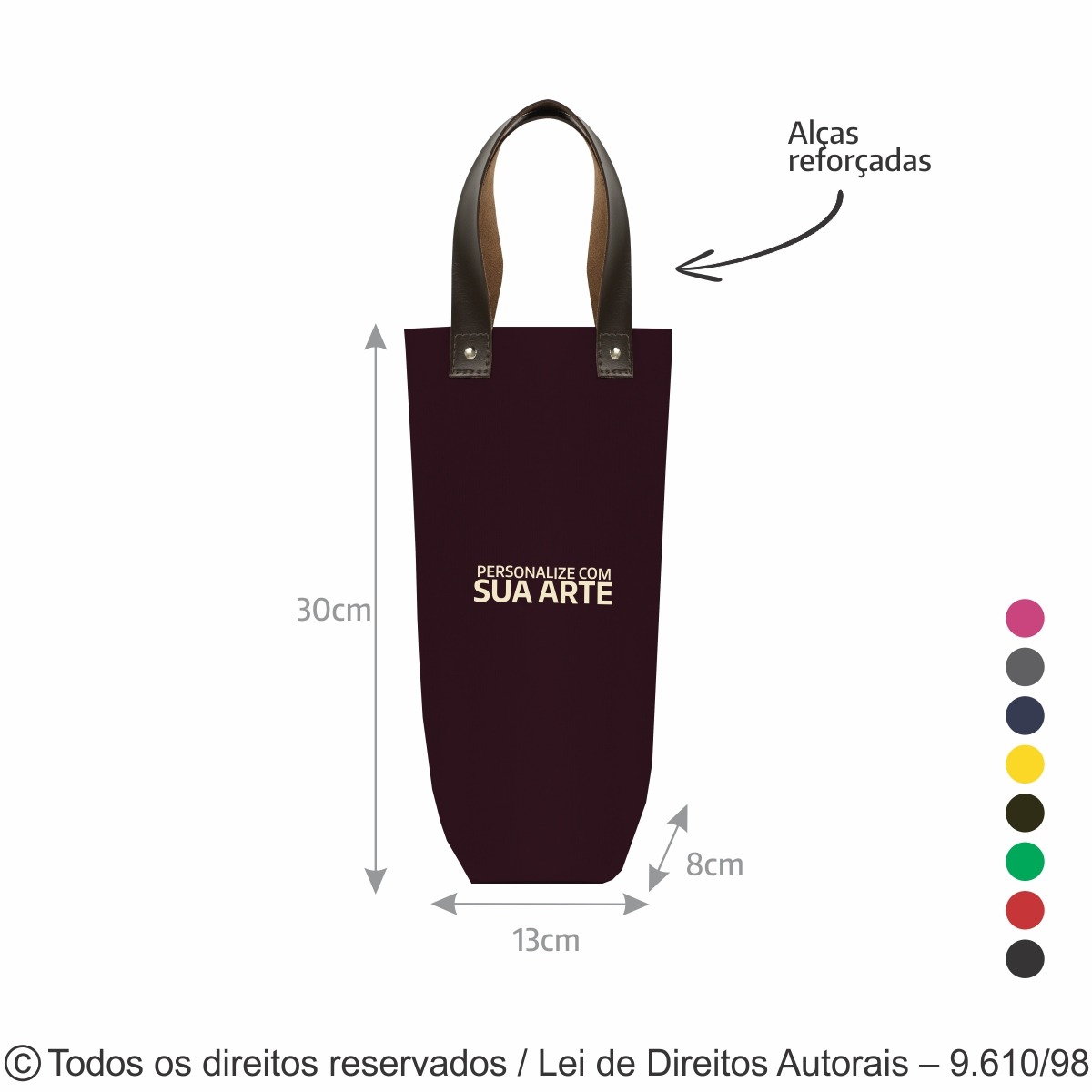 403LC PORTA VINHO DE LONA COLORIDA 240G 13X30X8CM VINHO