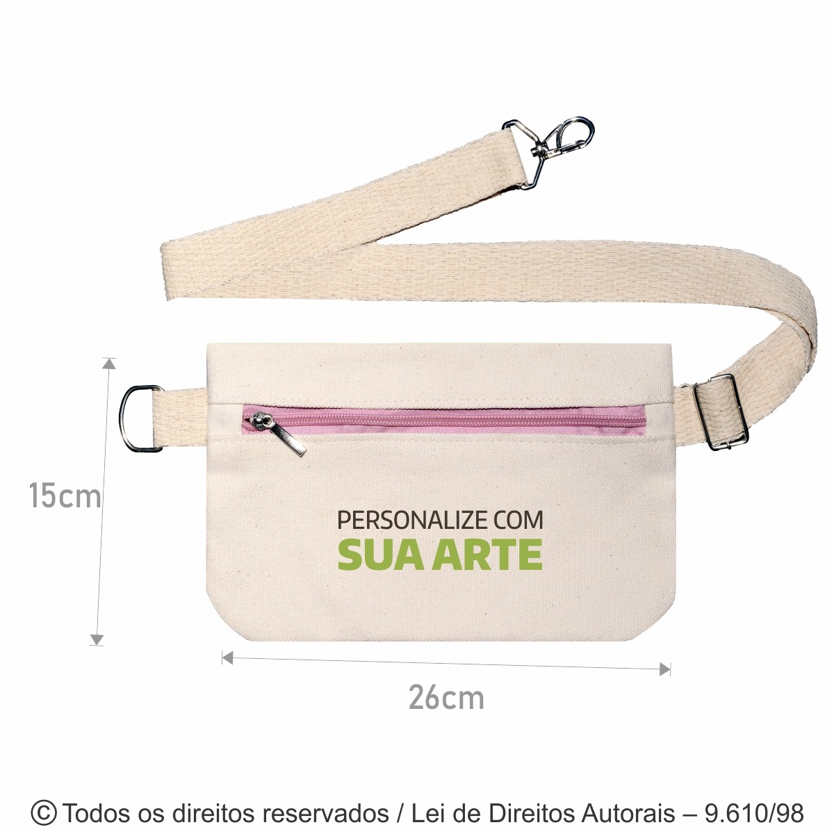 N99LP POCHETE DE LONA PESADA 26X15CM CRU ZIPER ROSA CHA