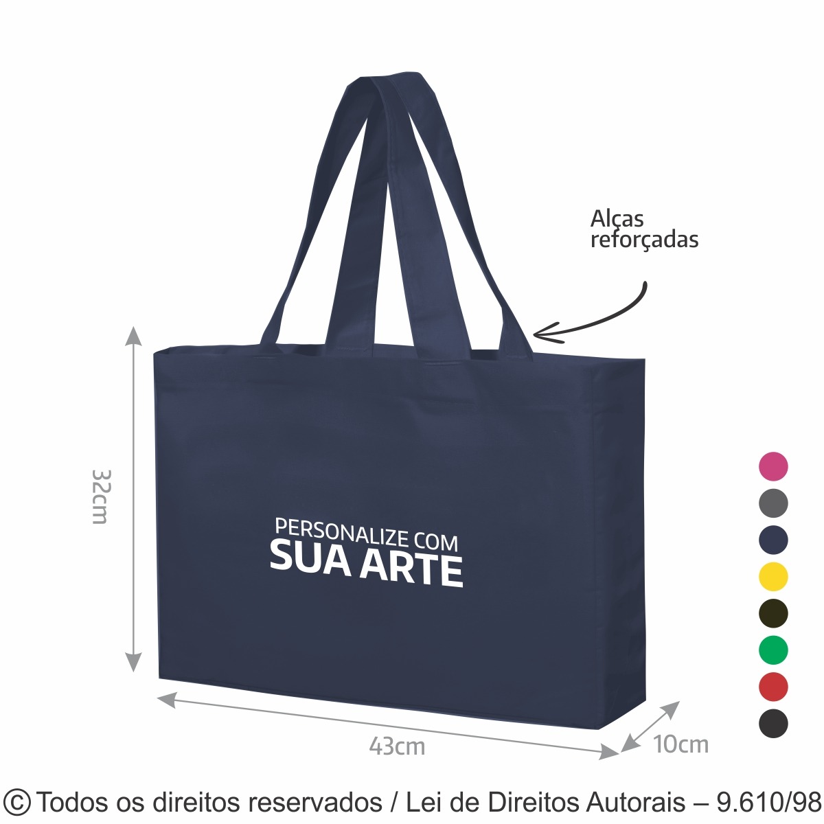 26LC SACOLA DE LONA COLORIDA 43X32X10CM AZUL MARINHO