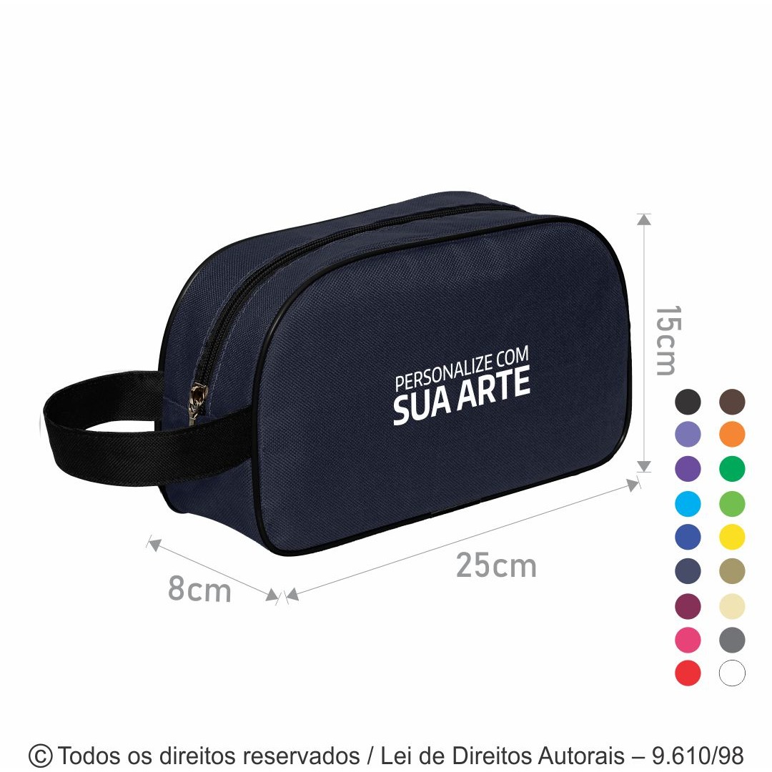N17N NECESSAIRE DE NYLON 600G 25X15X8CM AZUL MARINHO COM PRETO