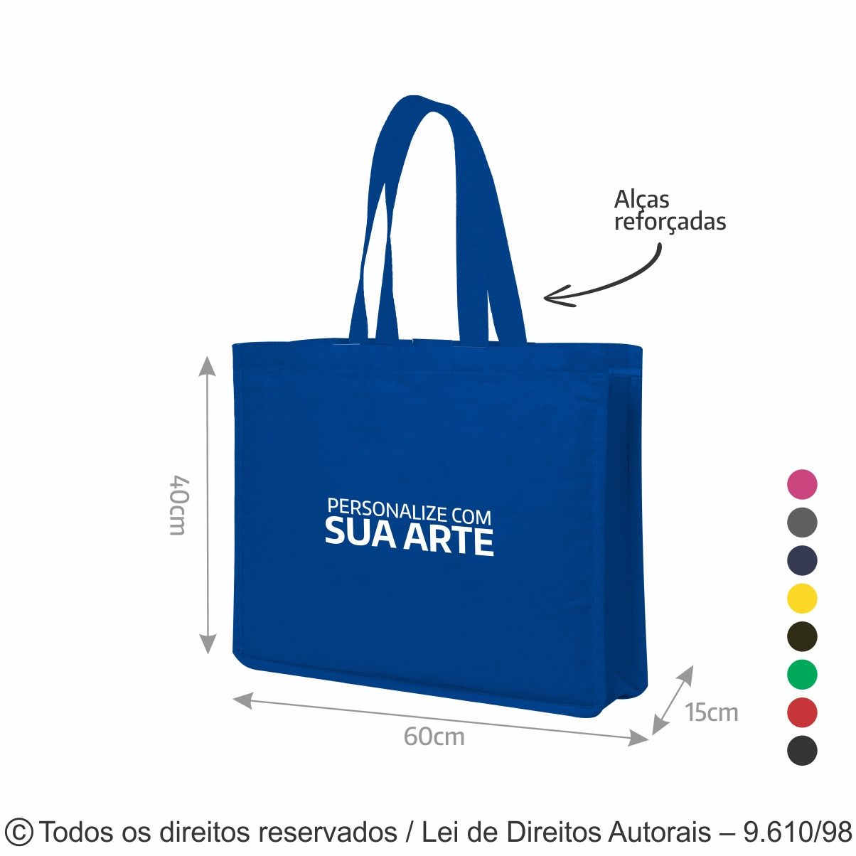 SM513 SACOLA DE LONA COLORIDA 60X40X15CM AZUL ROYAL