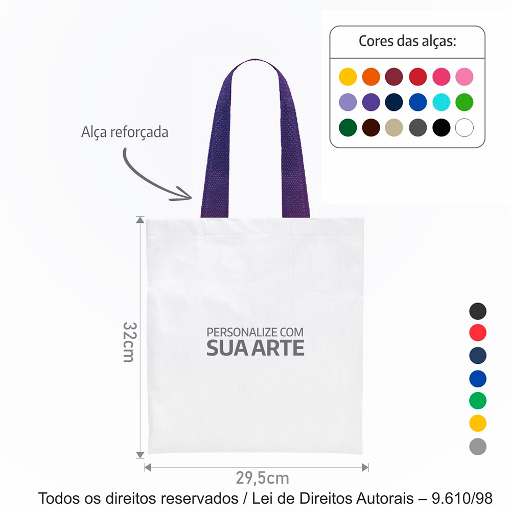 172T2 SACOLA DE TNT 60G 29,5X32CM BRANCO COM ROXO