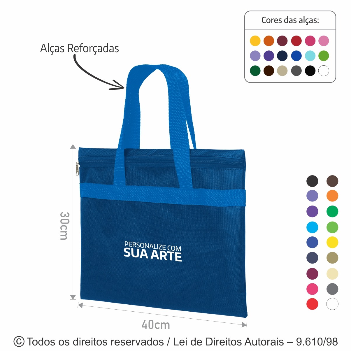 SM495 PASTA DE NYLON C/ ZIPER NYLON 600G  40X30CM AZUL ROYAL