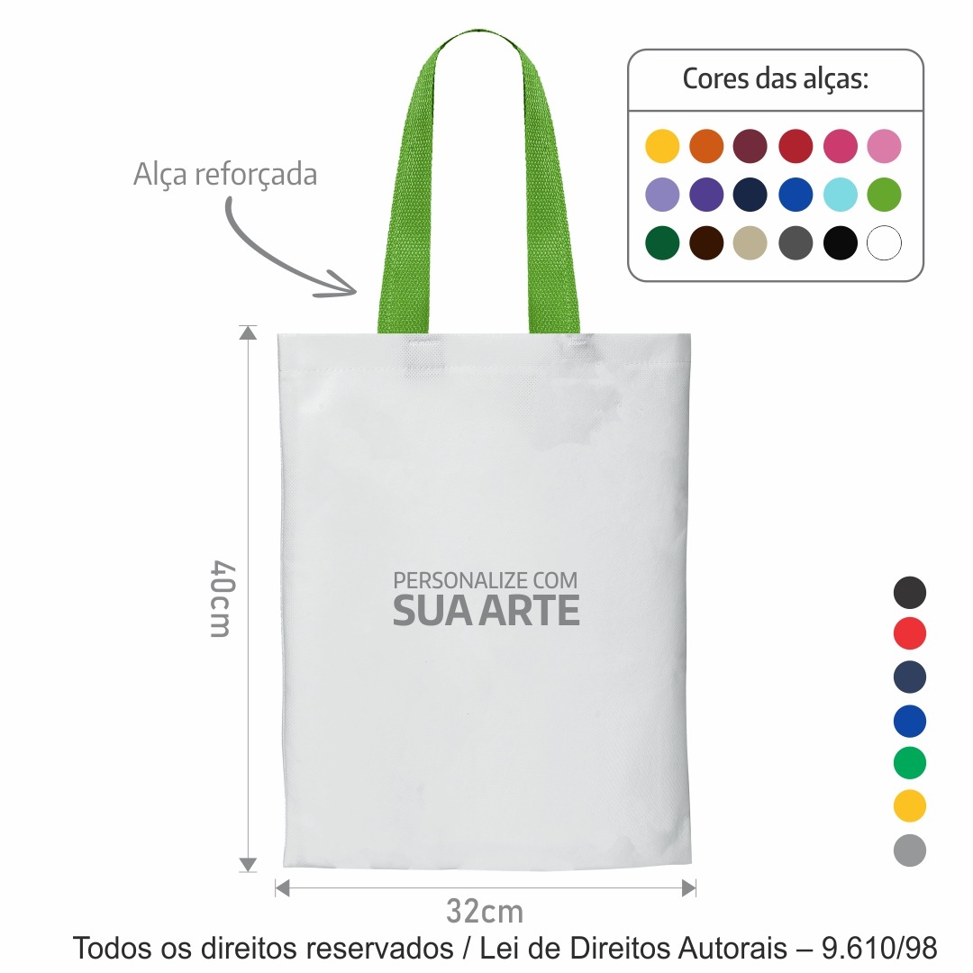 20T2 SACOLA DE TNT 60G 32X40CM BRANCO COM VERDE ALFACE