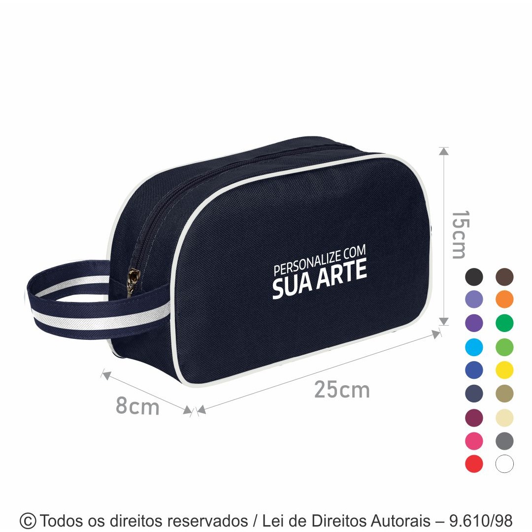 N66N NECESSAIRE DE NYLON 600G 25X15X8CM AZUL MARINHO COM BRANCO
