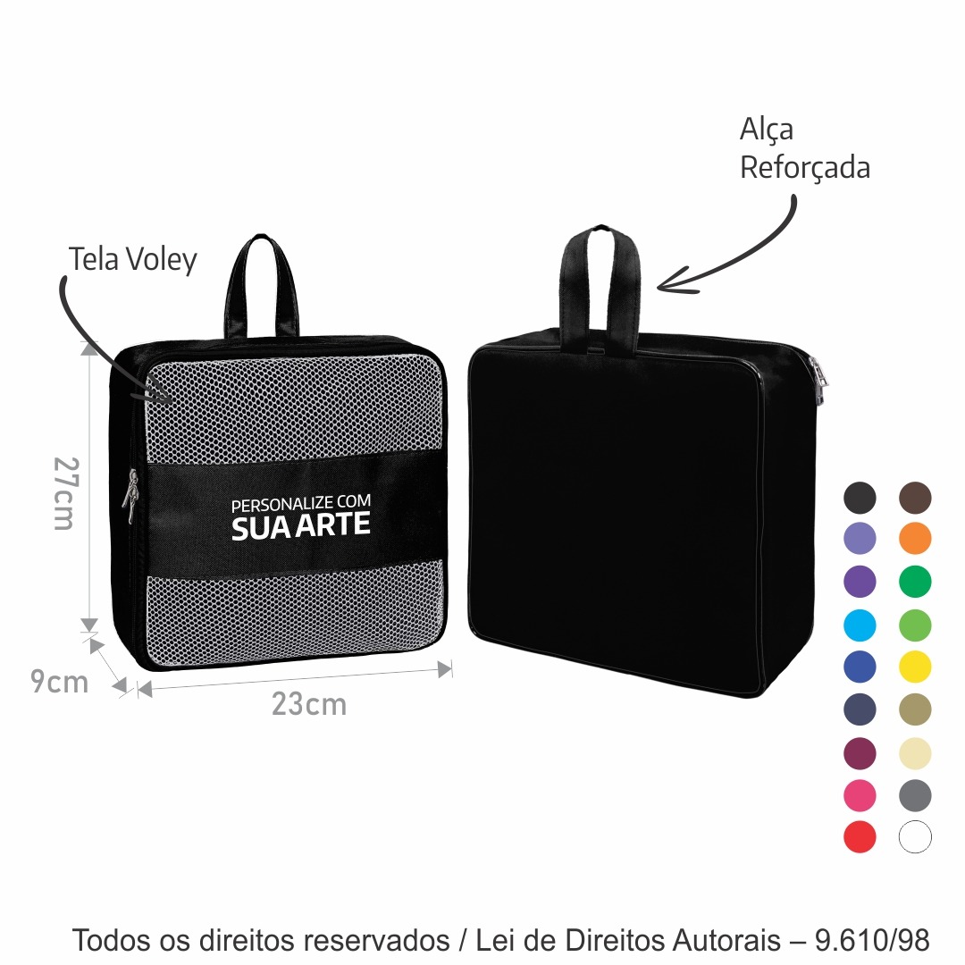 512N ORGANIZADOR DE NYLON 600G 28X28X14CM PRETO COM BRANCO