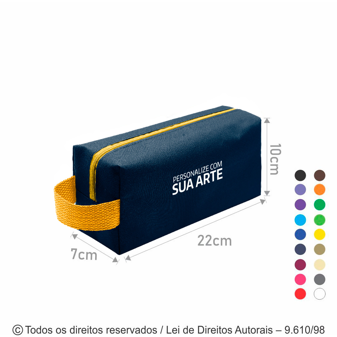 N6 NECESSAIRE DE NYLON 600G 22X10X7CM AZUL MARINHO COM AMARELO OURO