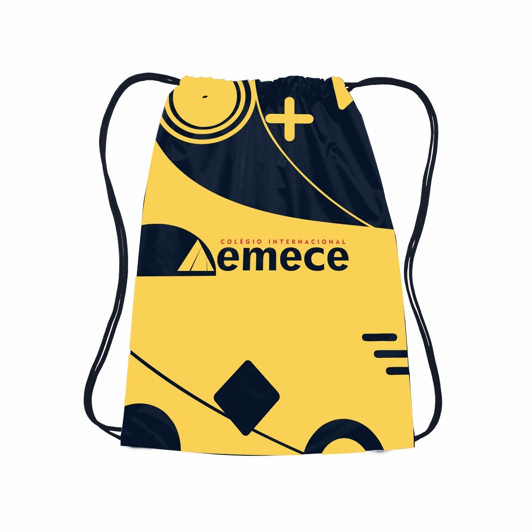 SM464 MINE MOCHILA DE NYLON 70 RESINADO 20X30CM AZUL MARINHO COM AMARELO