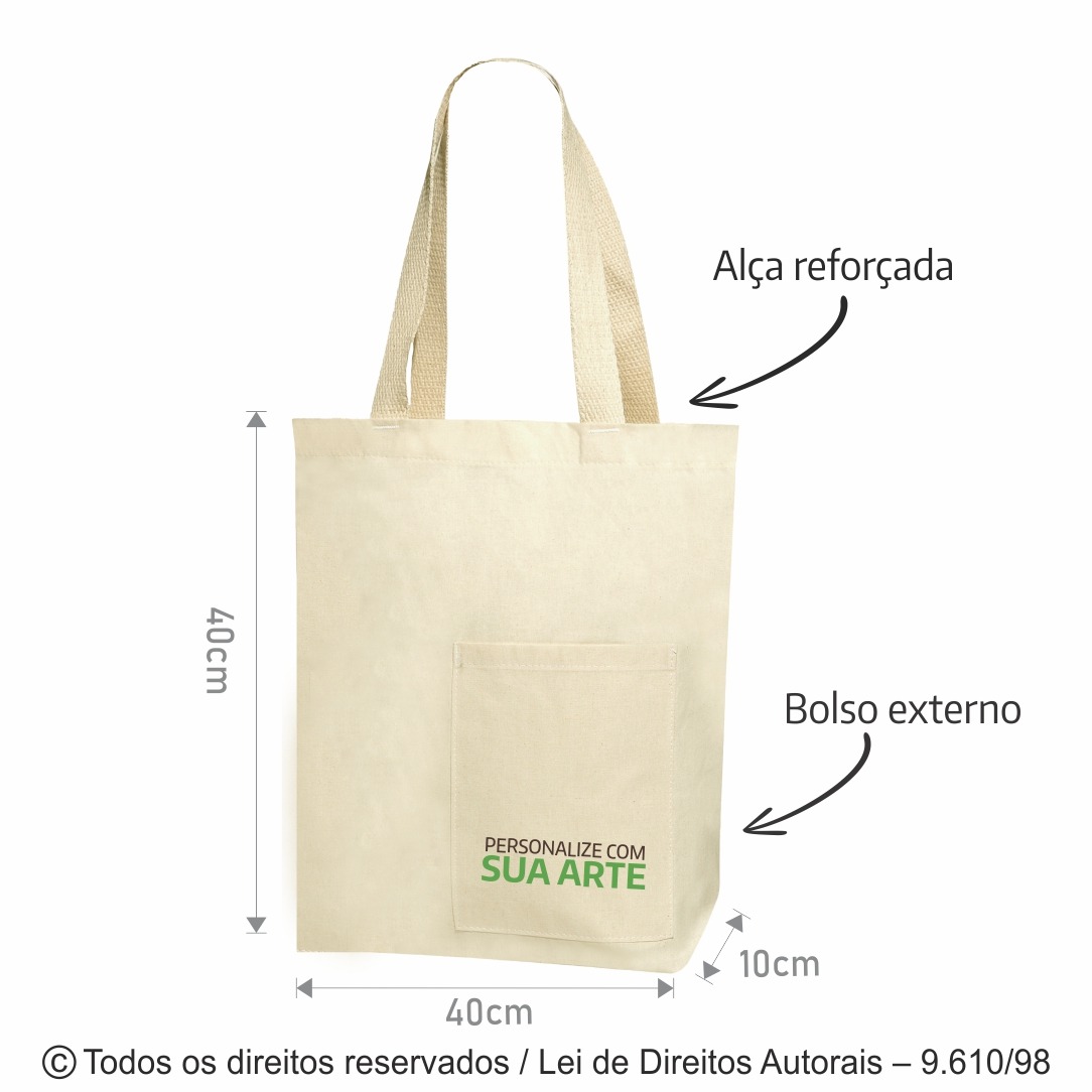 25A SACOLA DE ALGODAO 160G 40X40X10CM NATURAL