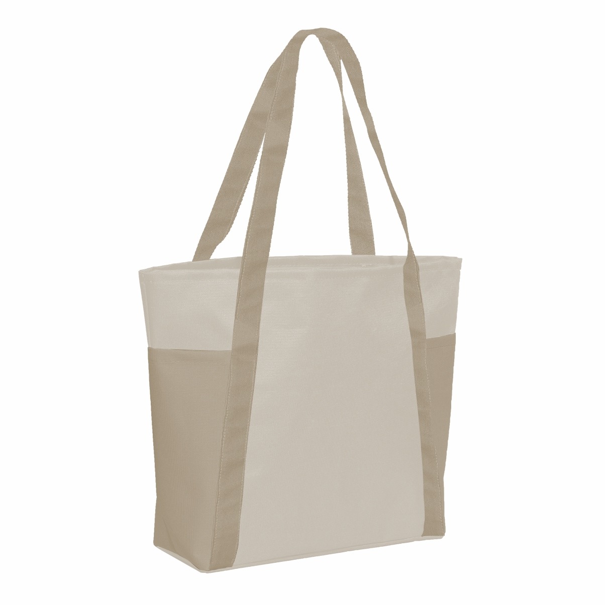 141N SACOLA DE PRAIA DE NYLON 600G 46X33X13CM CREME COM CAQUI