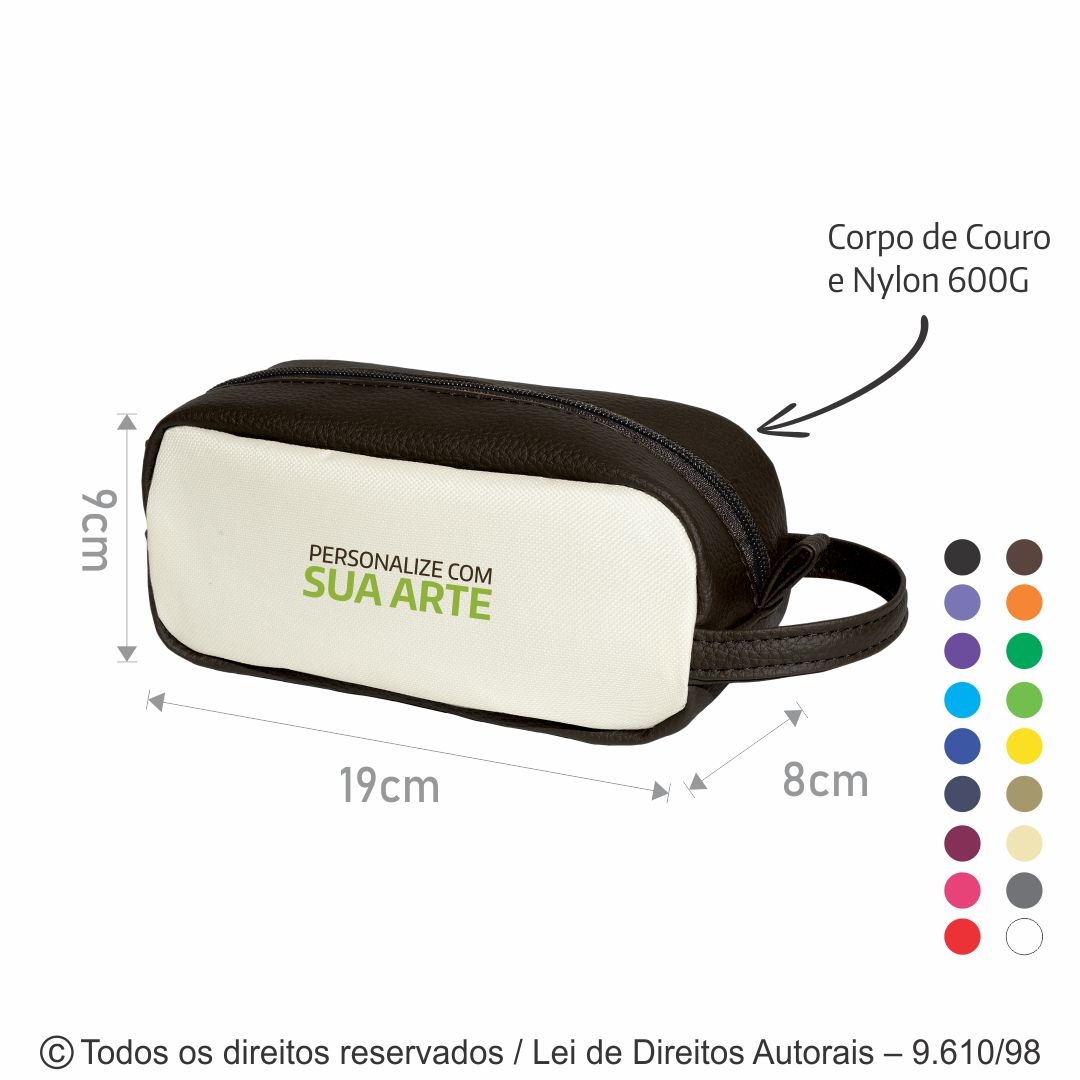 N90 NECESSAIRE DE NYLON 600G E CORINO 19X9X8CM CREME COM CAFE
