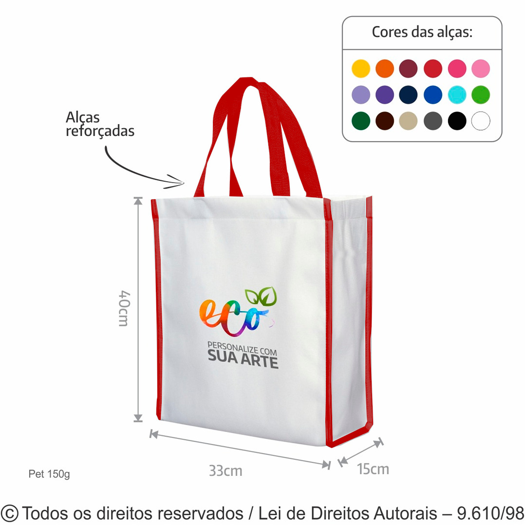 113PFCDC SACOLA DE PET 150G 33X40X15CM BRANCO COM VERMELHO