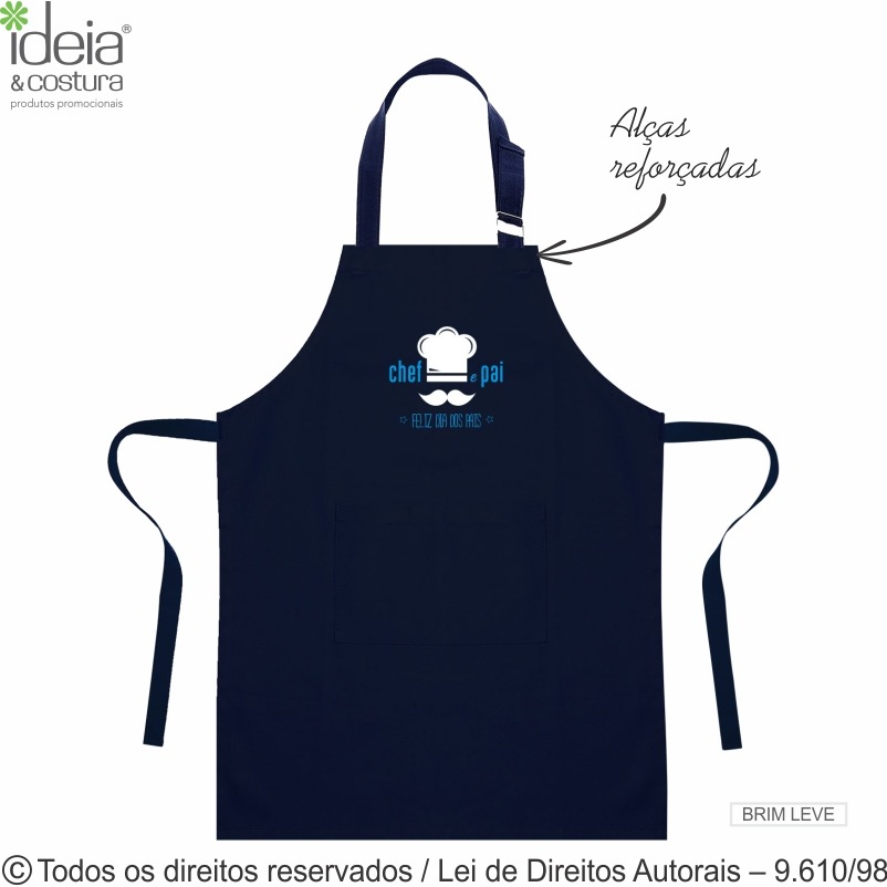 AV22 AVENTAL C/ BOLSO DE BRIM COM REGULADOR 68X76CM AZUL MARINHO
