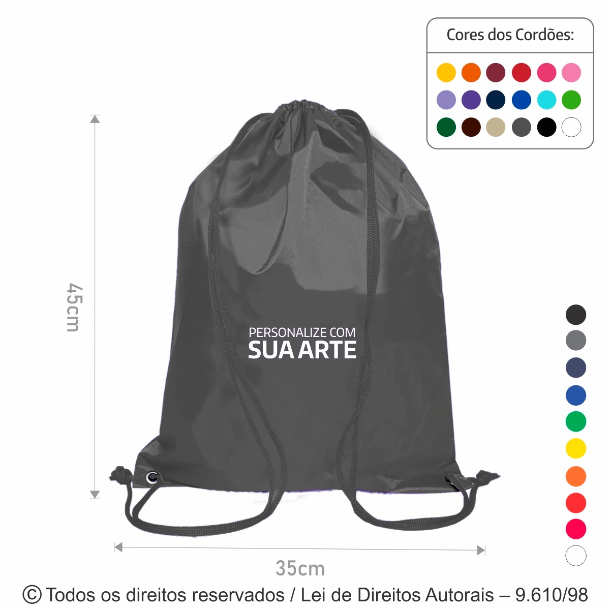 M5 MOCHILA DE NYLON 70 EMBORRACHADO 35X45CM CINZA ESCURO
