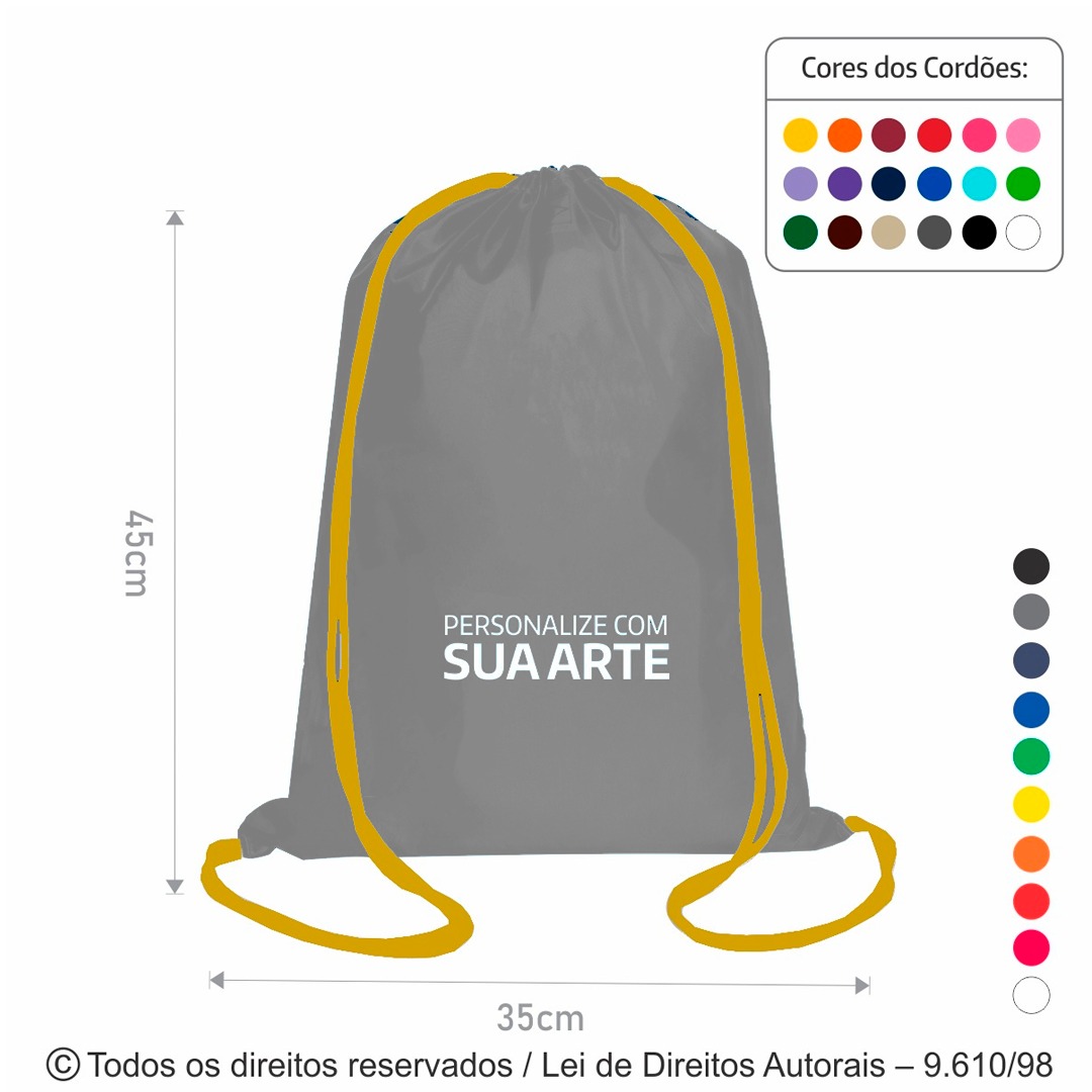 M33 MOCHILA DE NYLON 70 RESINADO 35X45CM CINZA CLARO COM AMARELO