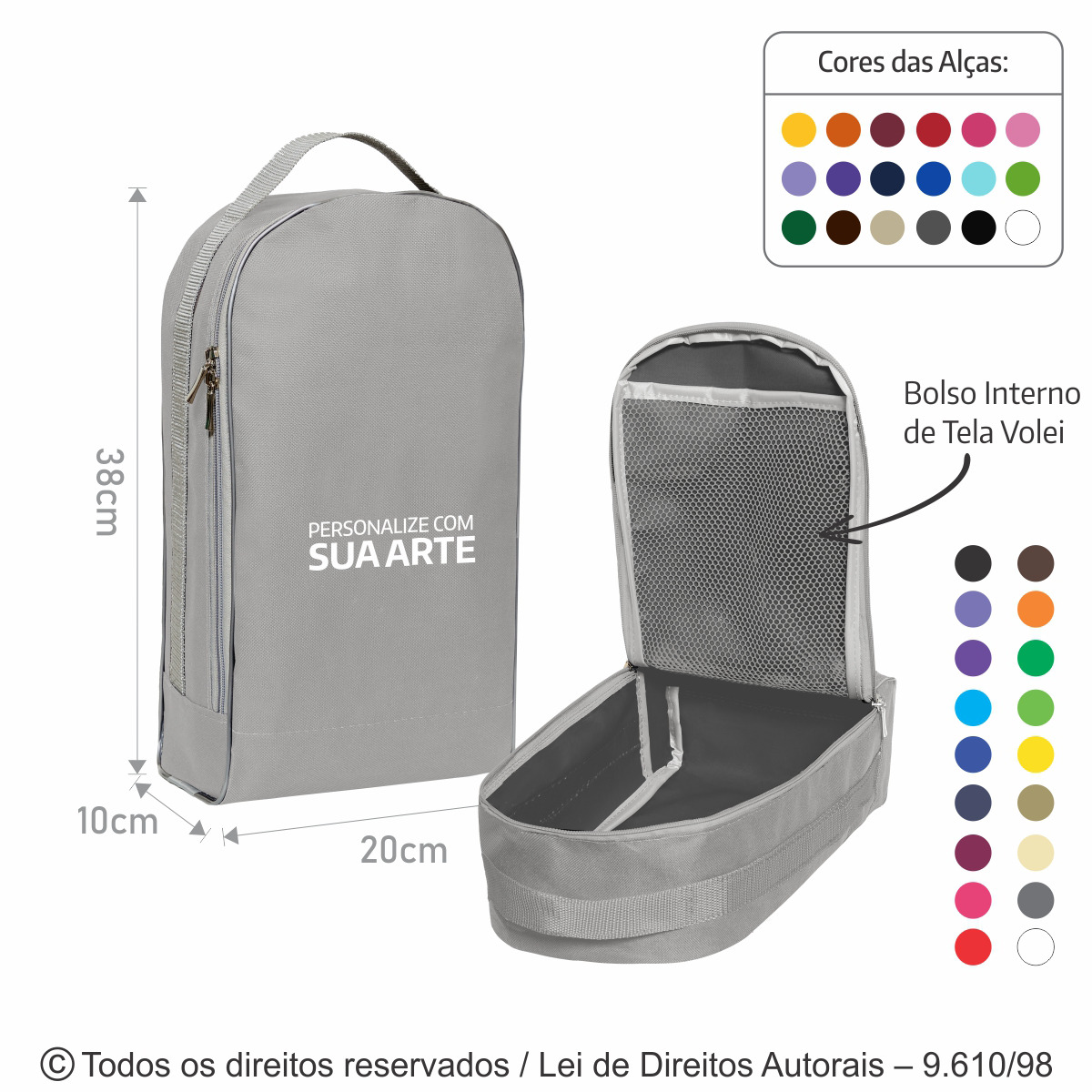 92N PORTA CALCADOS DE NYLON 600G 20X38X10CM CINZA CLARO