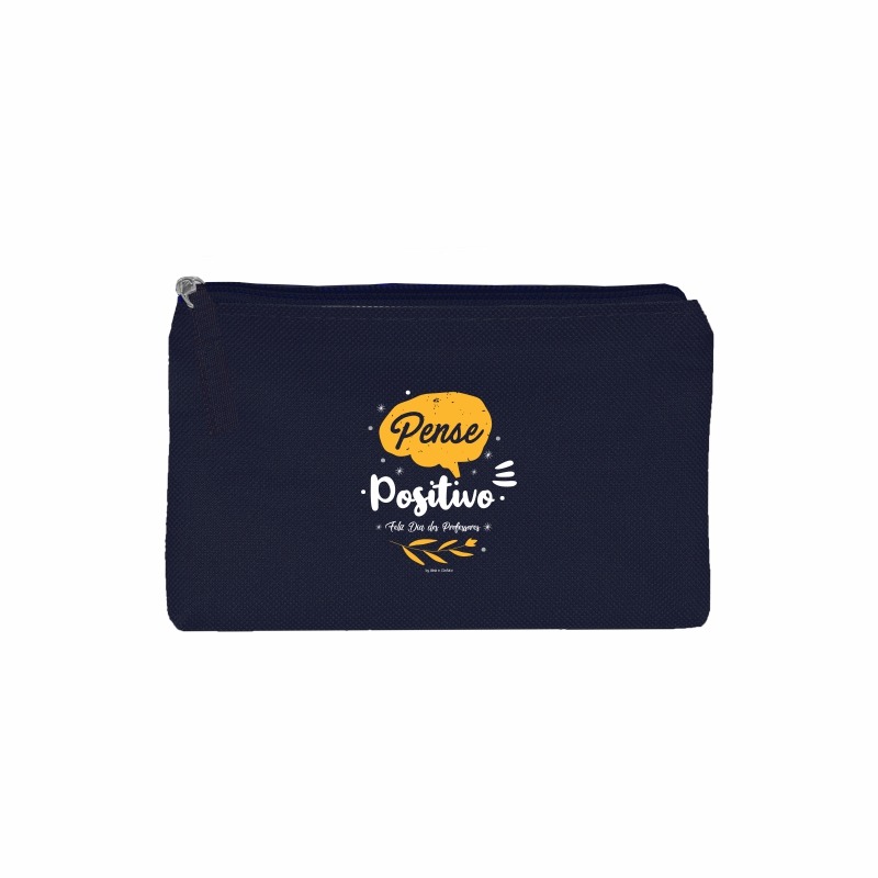 N7PL NECESSAIRE DE POLIESTER 301 25X17CM BRANCO COM AZUL MARINHO