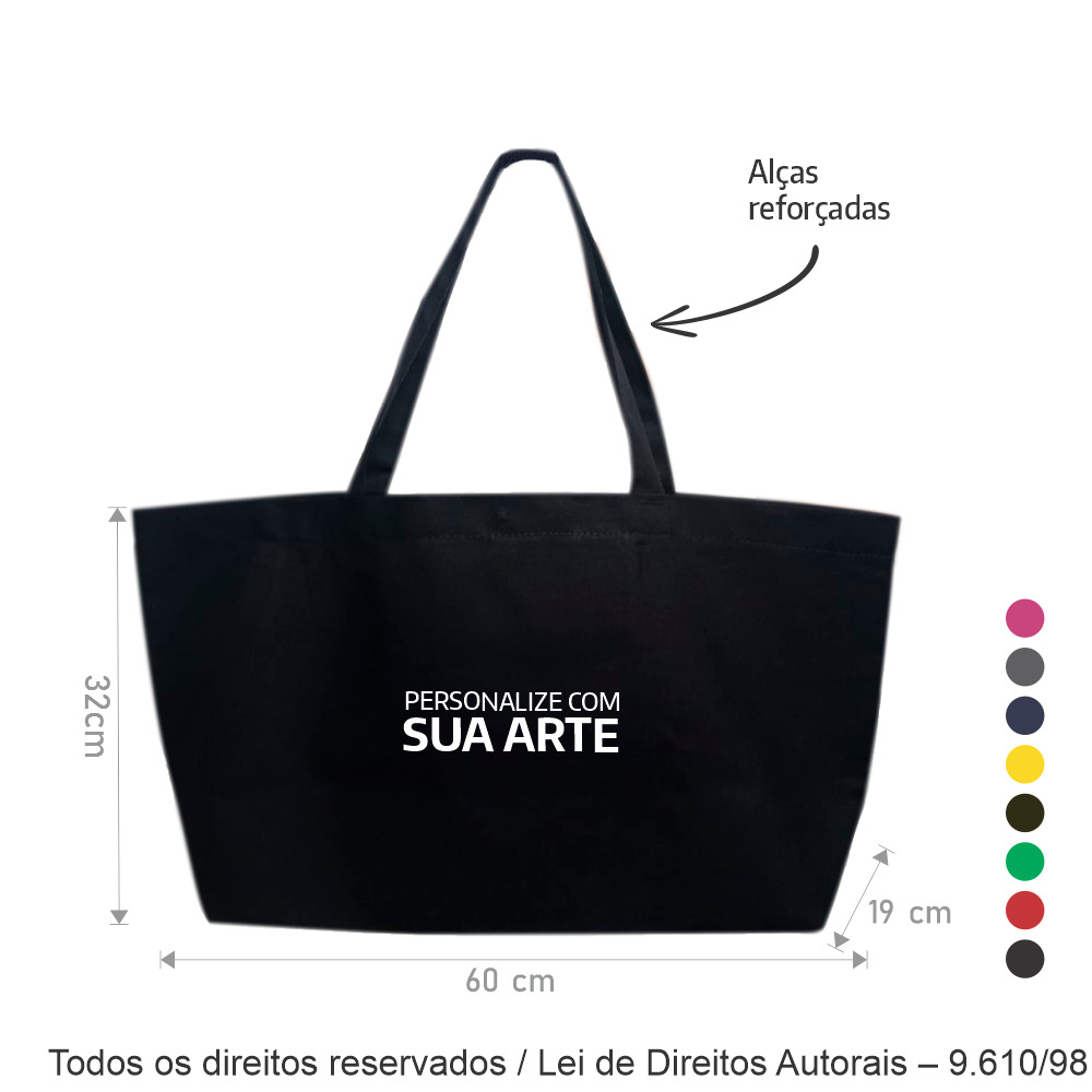 335LC SACOLA DE LONA COLORIDA 270G 60X32X19CM PRETO