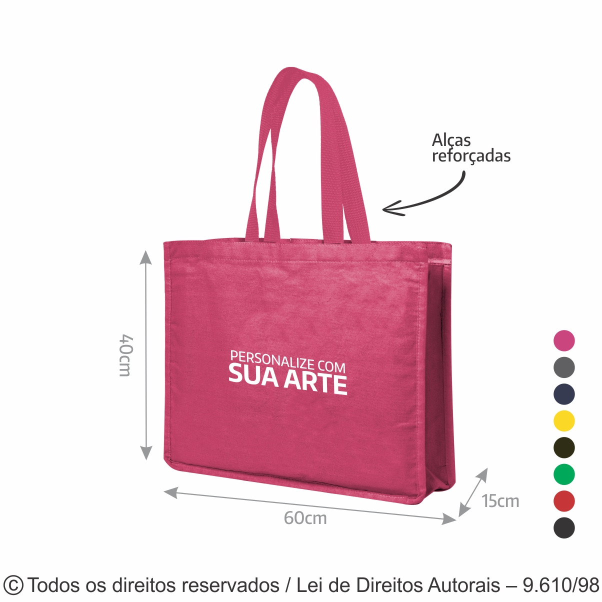 SM513 SACOLA DE LONA COLORIDA 60X40X15CM PINK