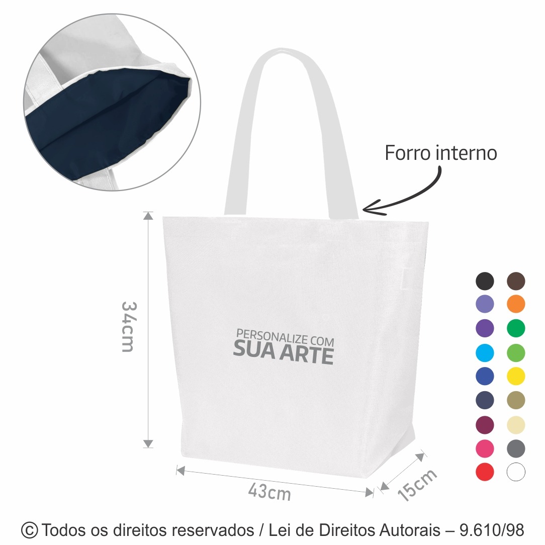 89PL SACOLA DE POLIESTER 301 43X34X15CM BRANCO COM AZUL MARINHO
