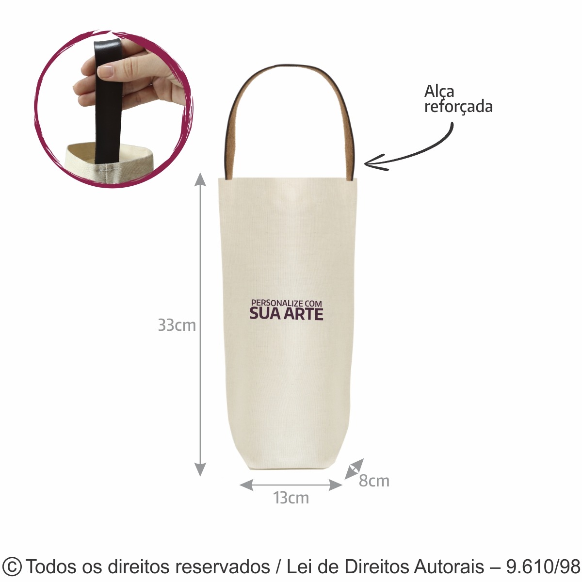 402L PORTA VINHO DE LONA 240G 13X33X8CM NATURAL