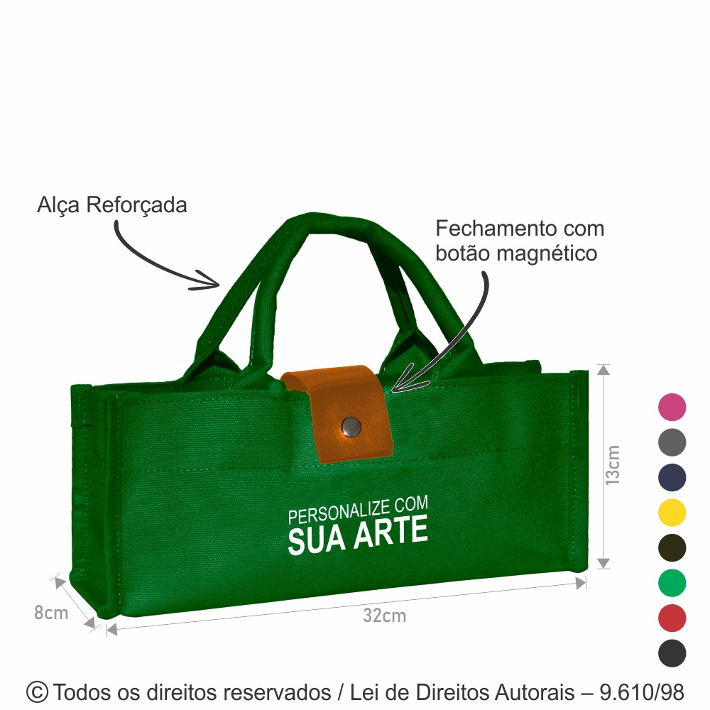 424LP PORTA GARRAFA DE LONA PESADA 32x13x8CM VERDE BANDEIRA