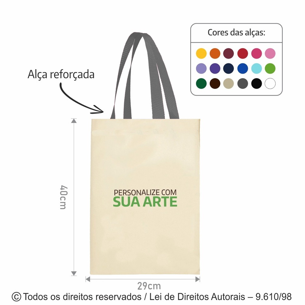 20AFC SACOLA DE ALGODAO 160G 29X40CM NATURAL COM CINZA ESCURO