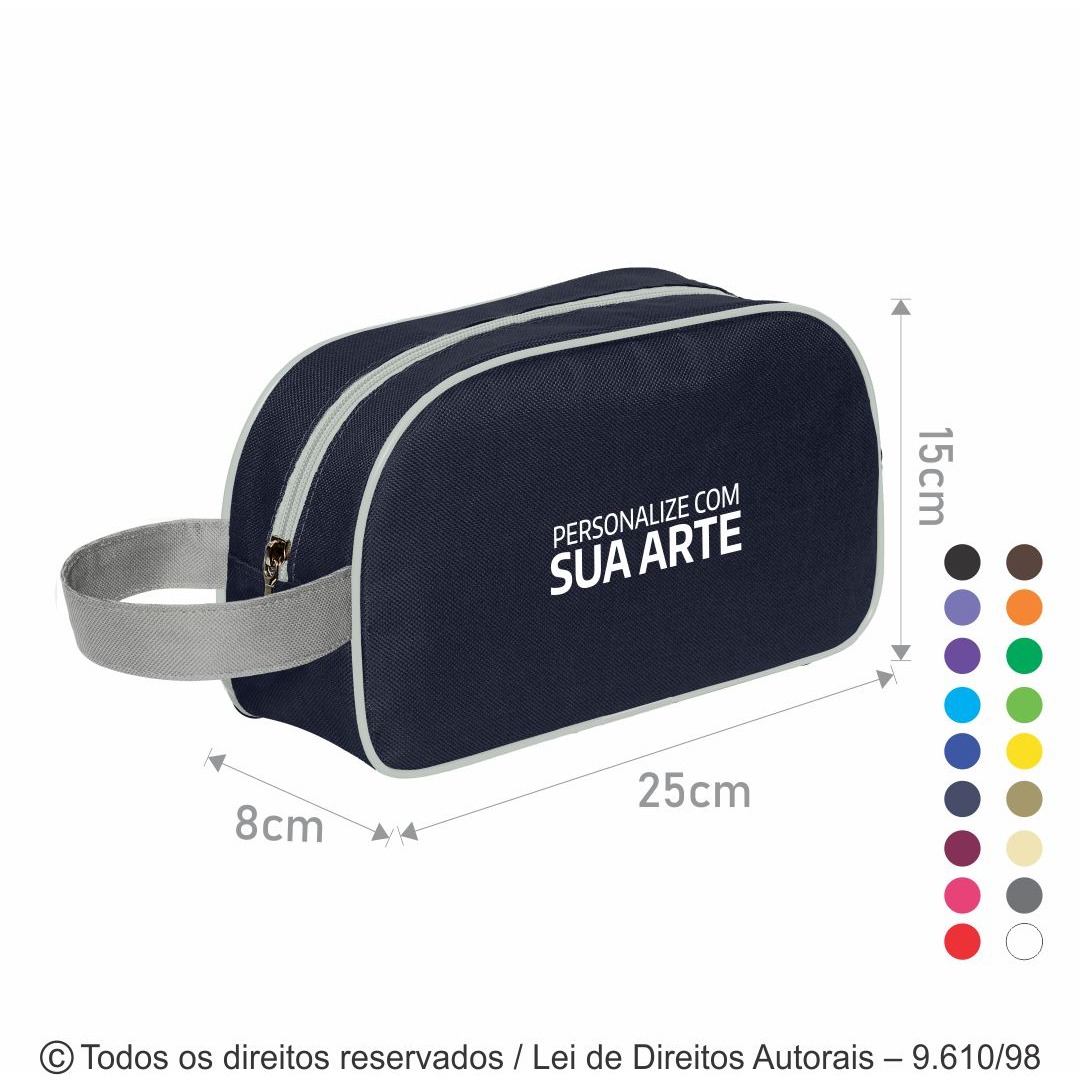 N17N NECESSAIRE DE NYLON 600G 25X15X8CM AZUL MARINHO COM CINZA CLARO