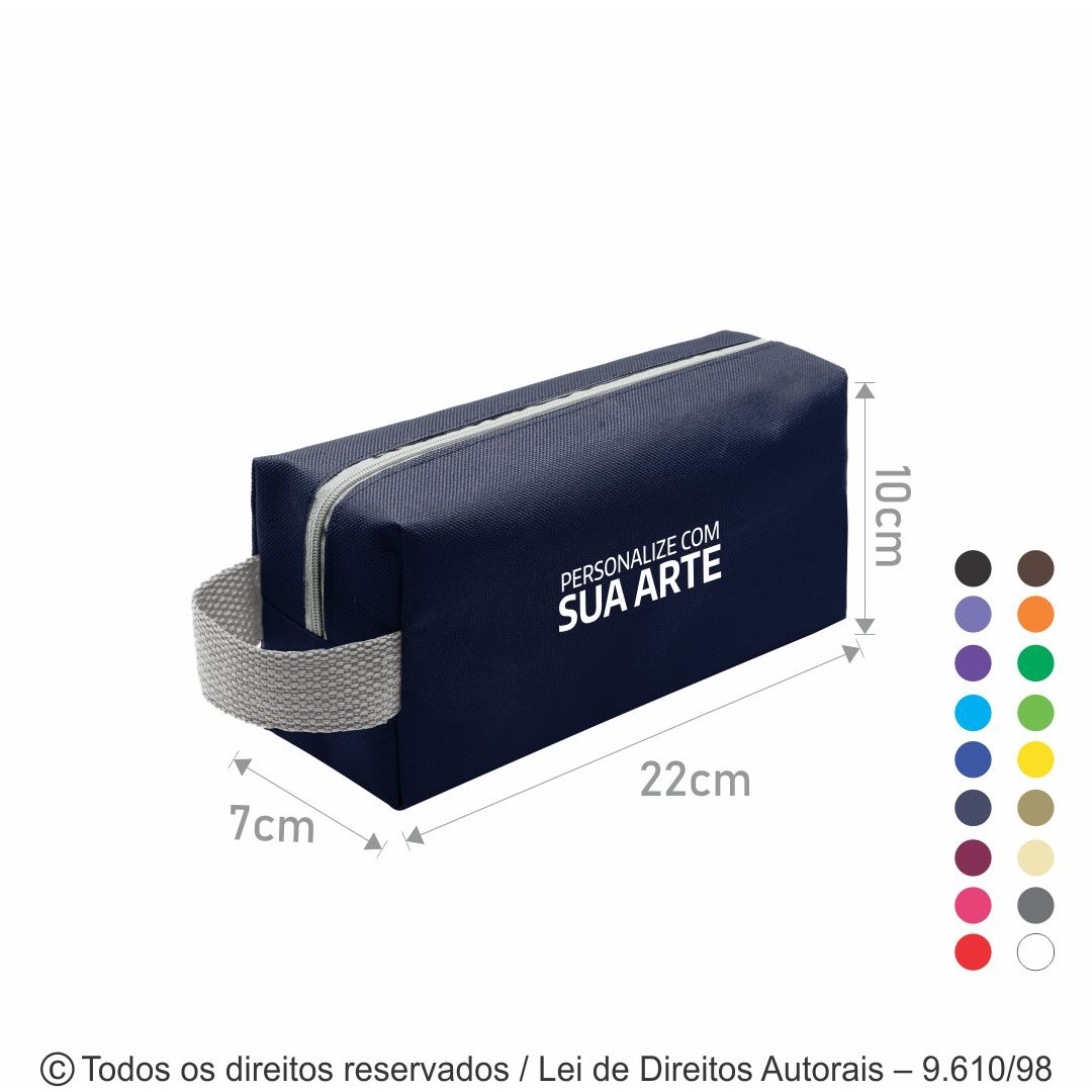 N6 NECESSAIRE DE NYLON 600G 22X10X7CM AZUL MARINHO COM CINZA CLARO