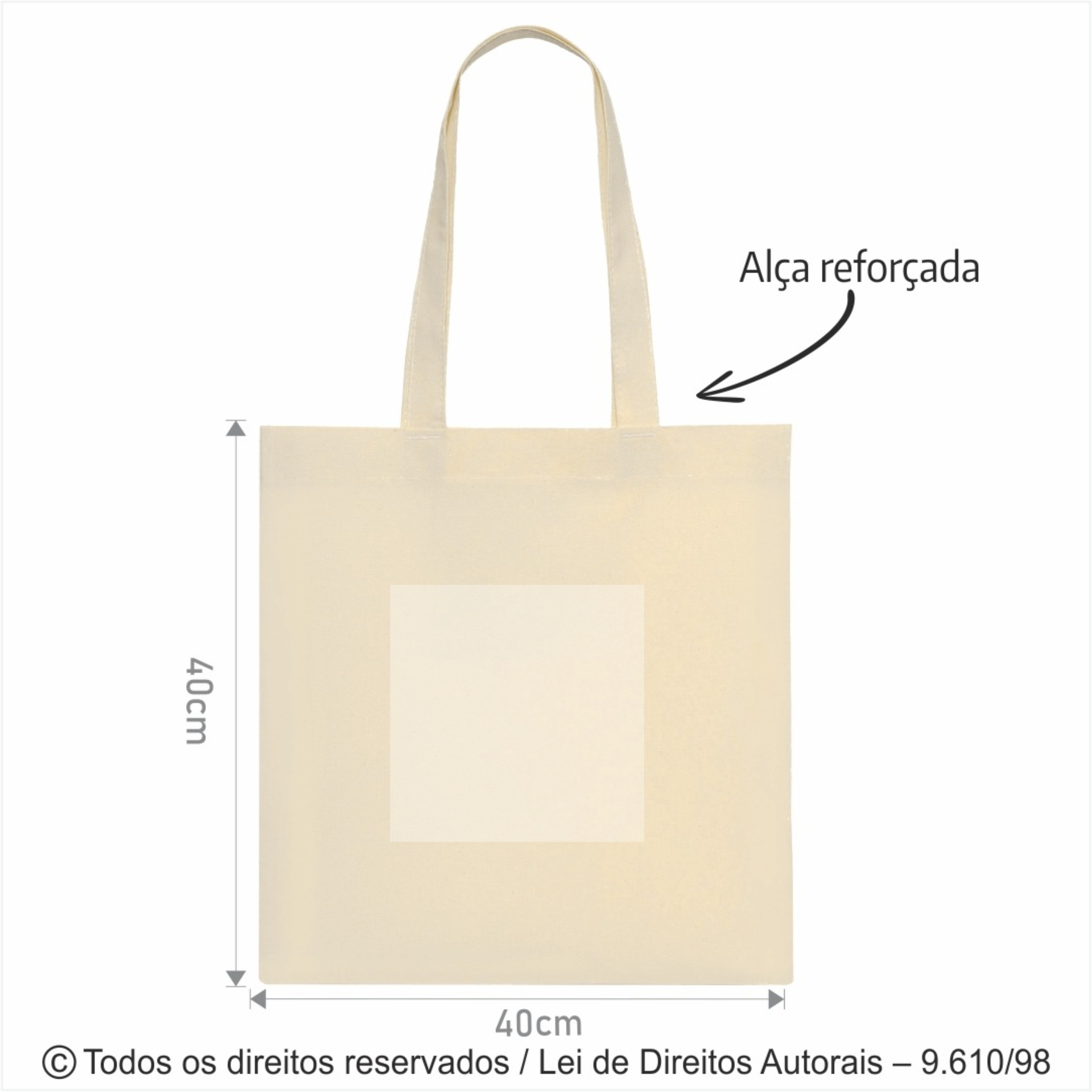 SM448 SACOLA DE ALGODAO 160G COM VISOR DE PVC 40X40CM