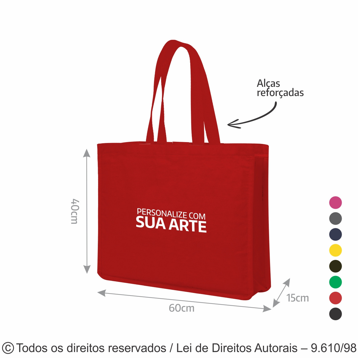 SM513 SACOLA DE LONA COLORIDA 60X40X15CM VERMELHO