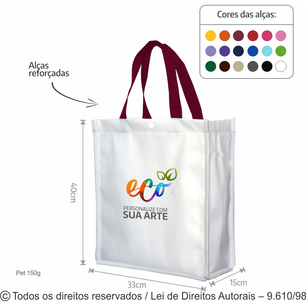SM555 SACOLA DE PET 150G 33X40X15CM BRANCO COM VINHO