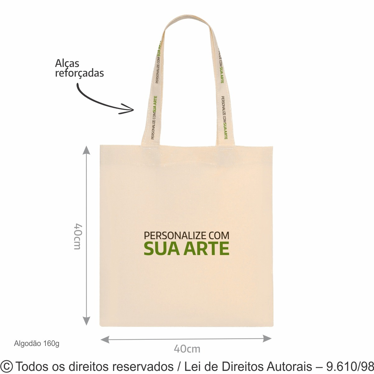 SM480 SACOLA DE LONA 240G 40X40CM NATURAL