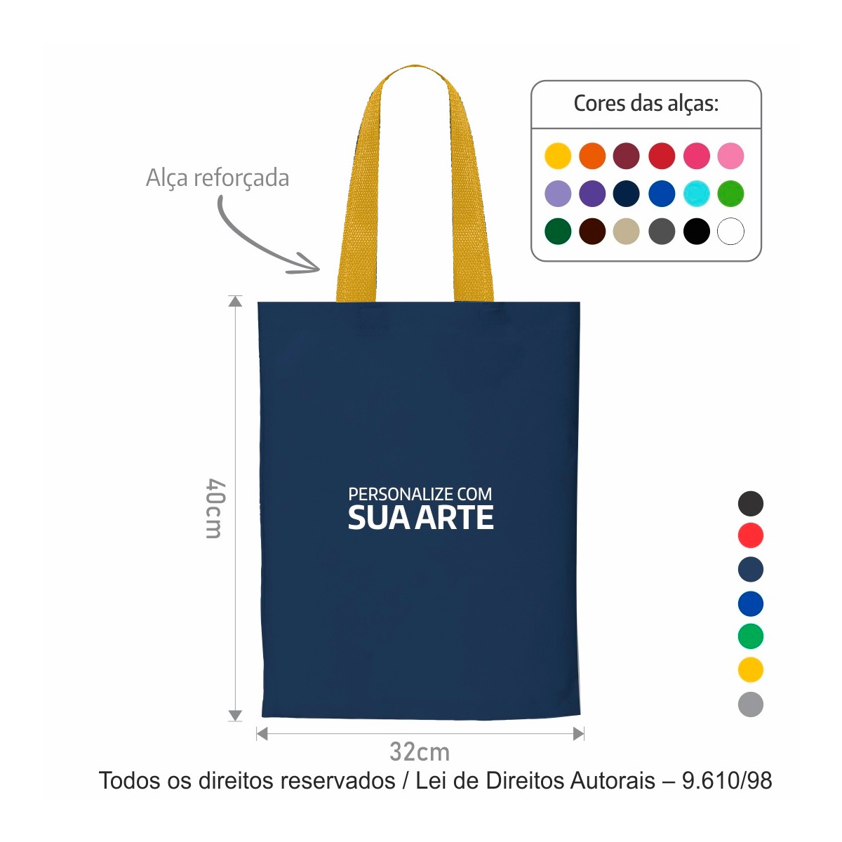 20T2 SACOLA DE TNT 60G 32X40CM AZUL MARINHO COM AMARELO