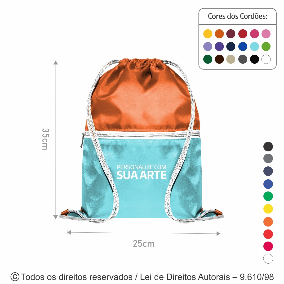 M20 MINE MOCHILA NYLON EMBORRACHADO 25X35CM LARANJA AZUL BEBE E BRANCO