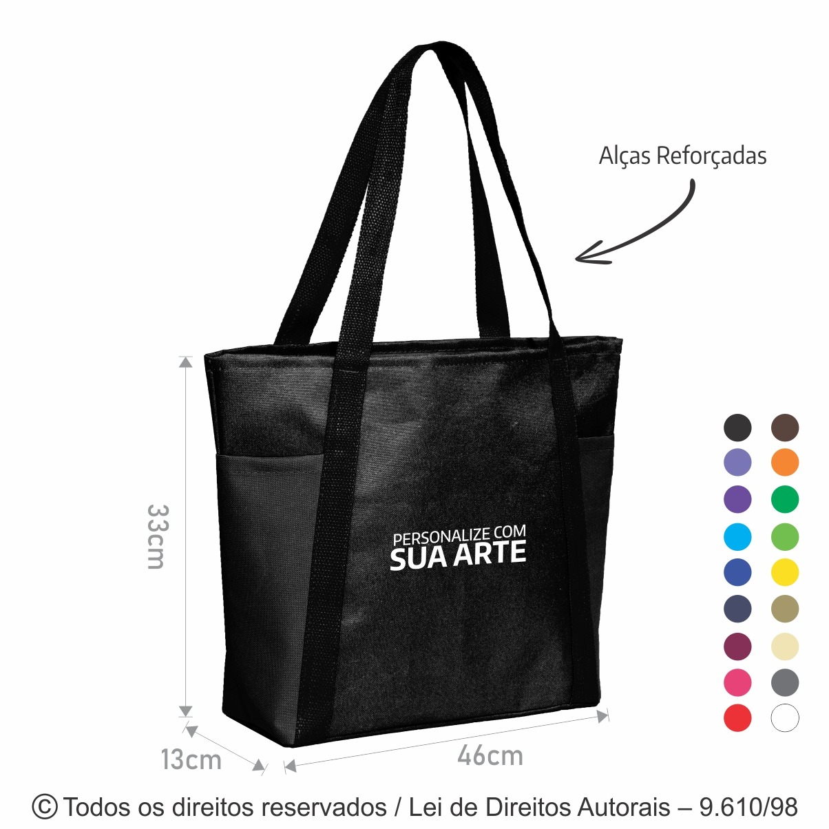 141N SACOLA DE PRAIA DE NYLON 600G 46X33X13CM PRETO