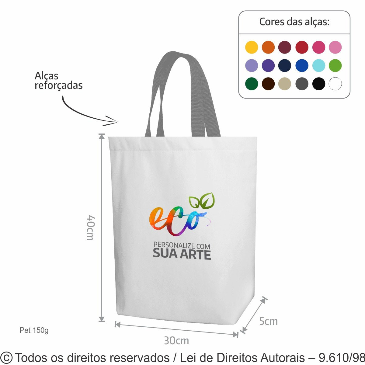 171PFC SACOLA DE PET 150G 30X40X5CM BRANCO CINZA CLARO