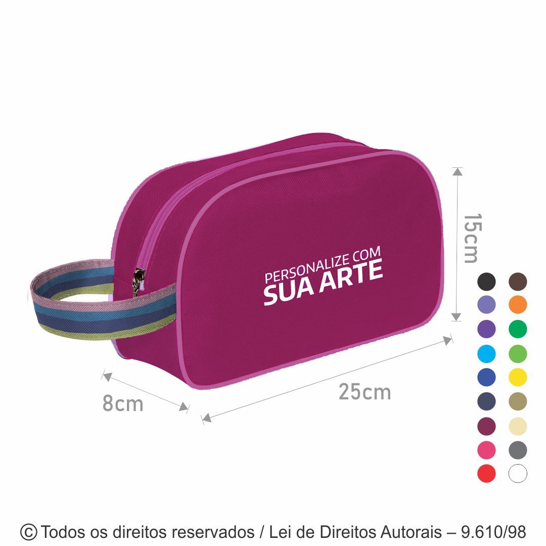N66N NECESSAIRE DE NYLON 600G 25X15X8CM PINK COM ARCO IRIS